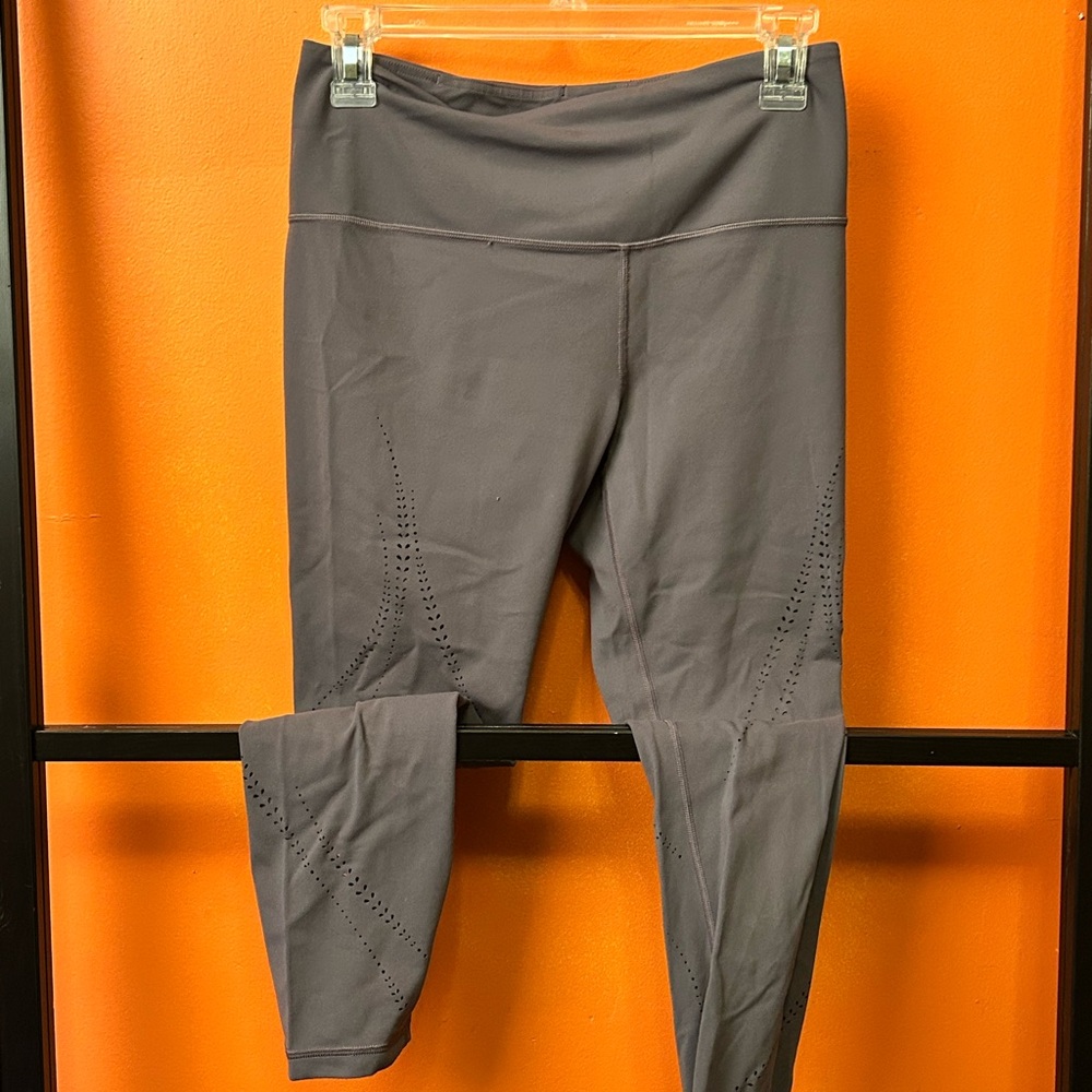 Athleta Cropped Leggings High Rise Perforated Mesh Detail Athletic Yoga Pants